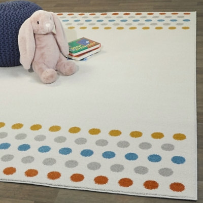 Dots Kids 5' 3" x 7' Area Rug, Ivory, rollover