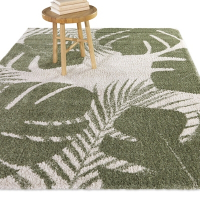 Perutz Tropical Leaves 4' 4" x 6' Area Rug, Green, rollover