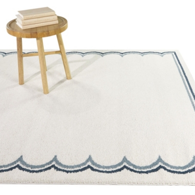Marinatos Modern Border 5' 3" x 7' Area Rug, Cream, rollover