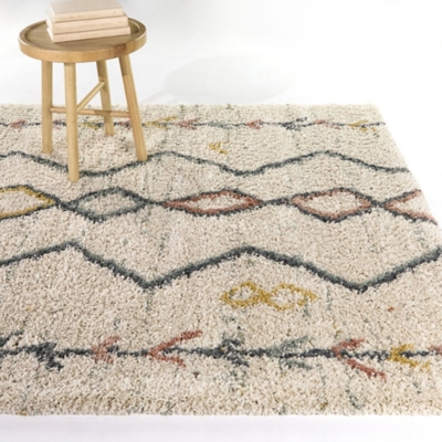 Auster Moroccan Trellis 5' 3" x 7' Area Rug, Cream, rollover