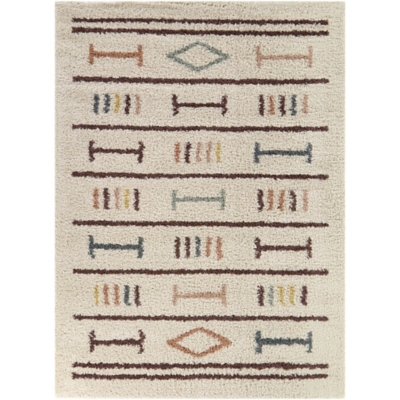 Volmer Transitional Moroccan 5' 3" x 7' Area Rug, Cream, large