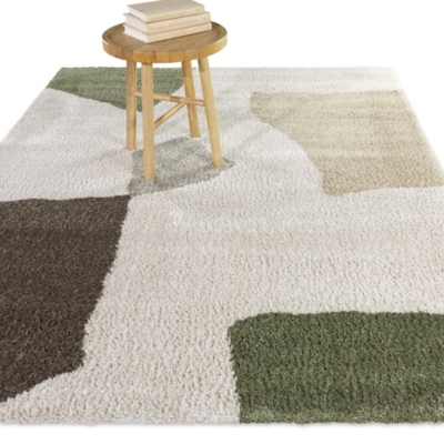 Jeanes Modern Abstract 5' 3" x 7' Area Rug, Cream, rollover
