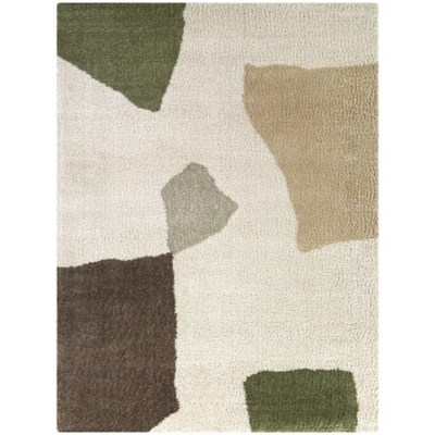 Jeanes Modern Abstract 5' 3" x 7' Area Rug, Cream, large
