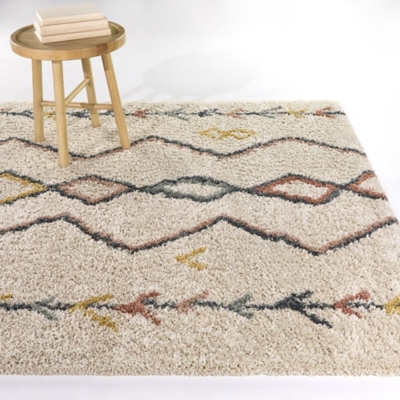 Bossart Moroccan Trellis 5' 3" x 7' Area Rug, Cream, rollover