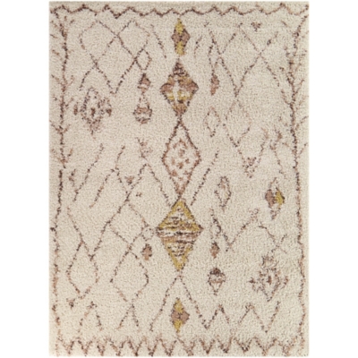 Hamit Moroccan Diamond 5' 3" x 7' Area Rug, Cream, large
