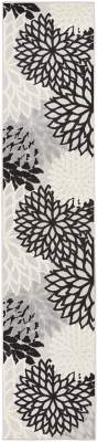 Nourison Home Splash 2'3" X 10' Dahlia Floral Runner, Black/White, large
