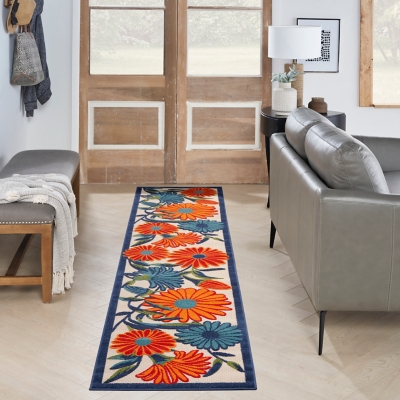 Nourison Home Splash 2'3" X 10' Daisy Floral Runner, Multi, rollover