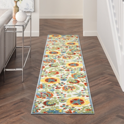 Nourison Home Splash 2'3" X 10' Leafy Vines Runner, Ivory/Multi, rollover