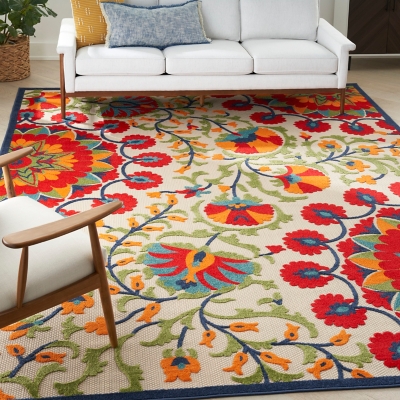 Nourison Home Splash 10' X 14' Rosette Area Rug, Red/Multi, rollover