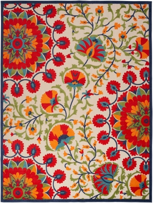 Nourison Home Splash 10' X 14' Rosette Area Rug, Red/Multi, large