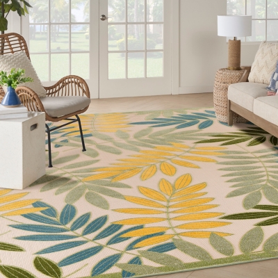 Nourison Home Splash 10' X 14' Botanical Pattern Indoor/Outdoor Area Rug, Green/Multi