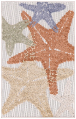 Nourison Home Splash 2'8" X 4' Starfish Indoor/Outdoor Area Rug, Ivory/Multi, large