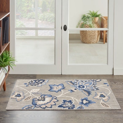 Nourison Home Splash 2'8" X 4' Floral Area Rug, Blue/Gray, rollover