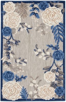 Nourison Home Splash 2'8" X 4' Rose Floral Area Rug, Blue/Gray, large