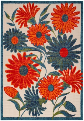 Nourison Home Splash 5'3" X 7'5 Daisy Floral Indoor/Outdoor Area Rug, Ivory/Multi, large