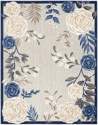 Nourison Home Splash 5'3" X 7'5 Rose Floral Area Rug, Blue/Gray, large