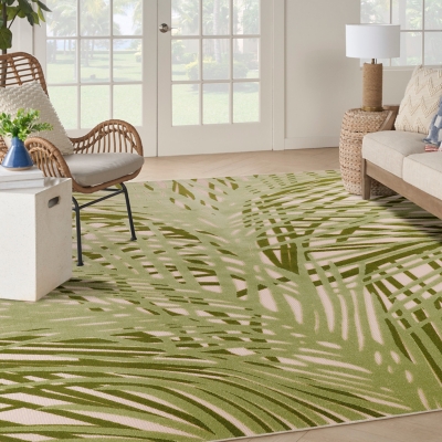 Nourison Home Splash 7'10" X 10 Organic Indoor/Outdoor Area Rug, Ivory/Green