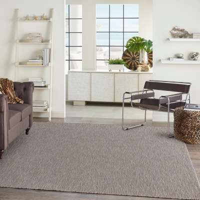 Nourison Home Washable Solutions 9' x 12' Indoor/Outdoor Rug, Gray/Mocha