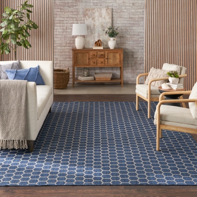 Nourison Home Twist Reversible Indoor/Outdoor 10' x 14' Area Rug, Blue
