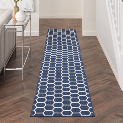 Nourison Home Twist Reversible Indoor/Outdoor 2'2" x 12' Area Rug, Navy