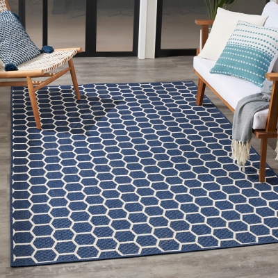 Nourison Home Twist Reversible Indoor/Outdoor 5' x 7' Area Rug, Navy