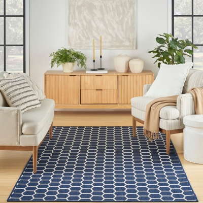 Nourison Home Twist Reversible Indoor/Outdoor 6' x 9' Area Rug, Navy
