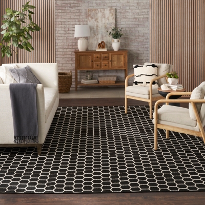 Nourison Home Twist Reversible Indoor/Outdoor 9' x 12' Area Rug, Black