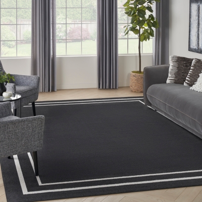 Nourison Home Outdoor Essentials 10' x 14'  Area Rug, Black/Ivory, rollover