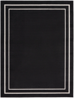 Nourison Home Outdoor Essentials 10' x 14'  Area Rug, Black/Ivory, large