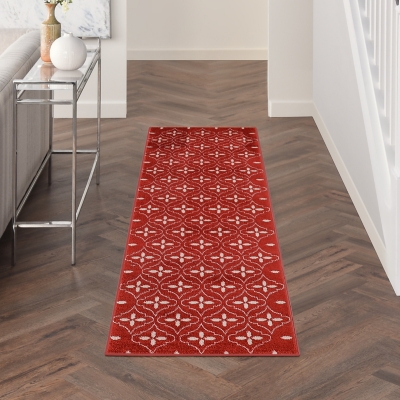 Nourison Home Outdoor Essentials 2' x 8' Runner Rug, Brick/Ivory