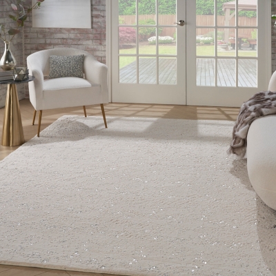 Nourison Home Cozy Shimmer 8' x 10' Area Rug, Ivory Silver, rollover