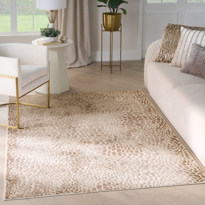 Nourison Home Desire Animal Print 4' x 6' Area Rug, Camel/Silver, rollover
