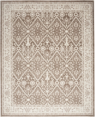 Nourison Home Eco Cycle Persian Floral 7'10" x 9'10" Area Rug, Ivory/Mocha, large