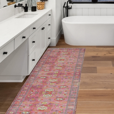 Linon Lana Aydin 2' X 10' Runner Rug, Pink, rollover