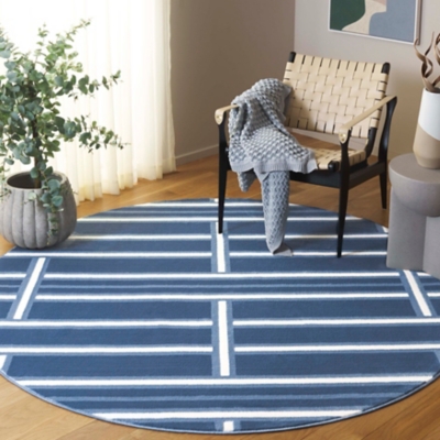 Safavieh Groove 6' 7" x 6' 7" Round Area Rug, Blue/Ivory, rollover