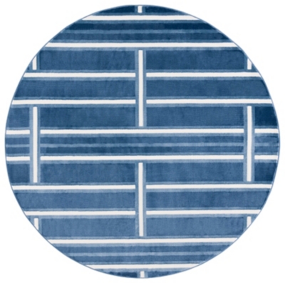 Safavieh Groove 6' 7" x 6' 7" Round Area Rug, Blue/Ivory, large