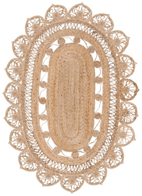 Safavieh Natural Fiber Collection Farideh 7' x 9' Oval Rug, Natural, large