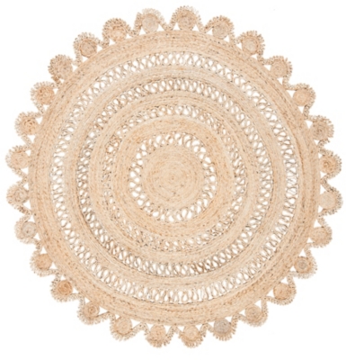 Safavieh Natural Fiber Collection Kyeung 7' x 7' Round Rug, Natural, large