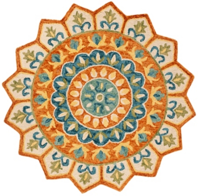 Safavieh Novelty Collection Fatma 5' x 5' Round Rug, Rust/Ivory, large
