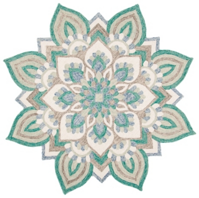 Safavieh Novelty Collection Hadil 7' x 7' Round Rug, Blue/Ivory, large