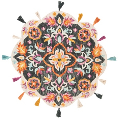 Safavieh Novelty Collection Kitt 7' x 7' Round Rug, Blue/Pink, large