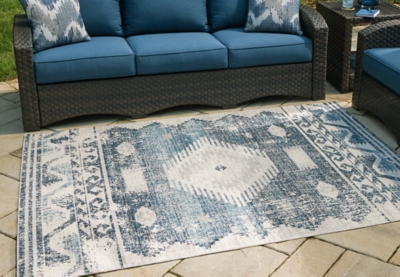 Daddridge 8' x 10' Rug, Blue/Gray/Ivory, large