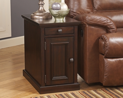 Laflorn Chairside End Table with USB Ports & Outlets, Sable, large