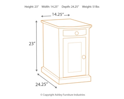 Laflorn Chairside End Table with USB Ports & Outlets, Medium Brown, large