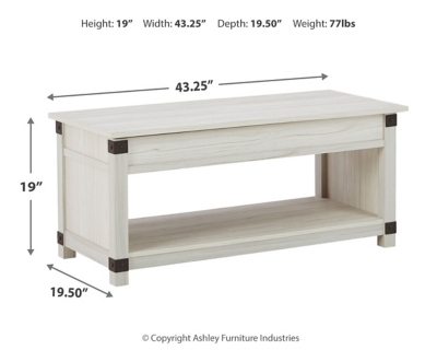 Bayflynn Lift-Top Coffee Table, Whitewash, large