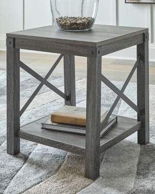 Freedan End Table, Grayish Brown, large