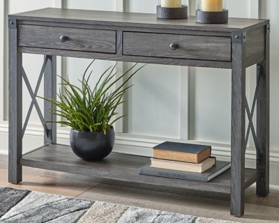 Distressed gray deals console table