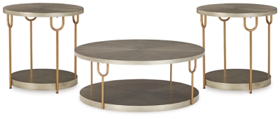 Ranoka Coffee Table with 2 End Tables, Platinum