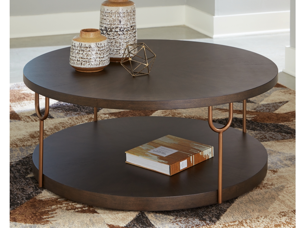 Ashley furniture round coffee table discount