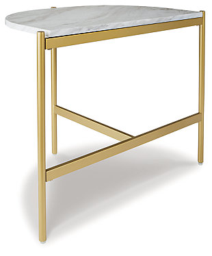 Add a bright spot to your contemporary space with the Wynora side table. The replicated Carrara marble top provides a chic sophistication while a goldtone finish on the metal frame heightens the modern aesthetic.Made of decorative laminate and engineered wood | White faux marble top | Goldtone metallic metal frame | Assembly required | Estimated Assembly Time: 15 Minutes
